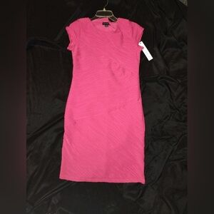 Tribal Pink Sheath Mini Dress with Cap Sleeves